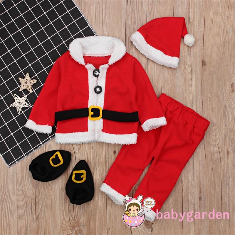 Bộ Áo khoác + quần dài + mũ + vớ phong cách ông Noel giáng sinh cho bé