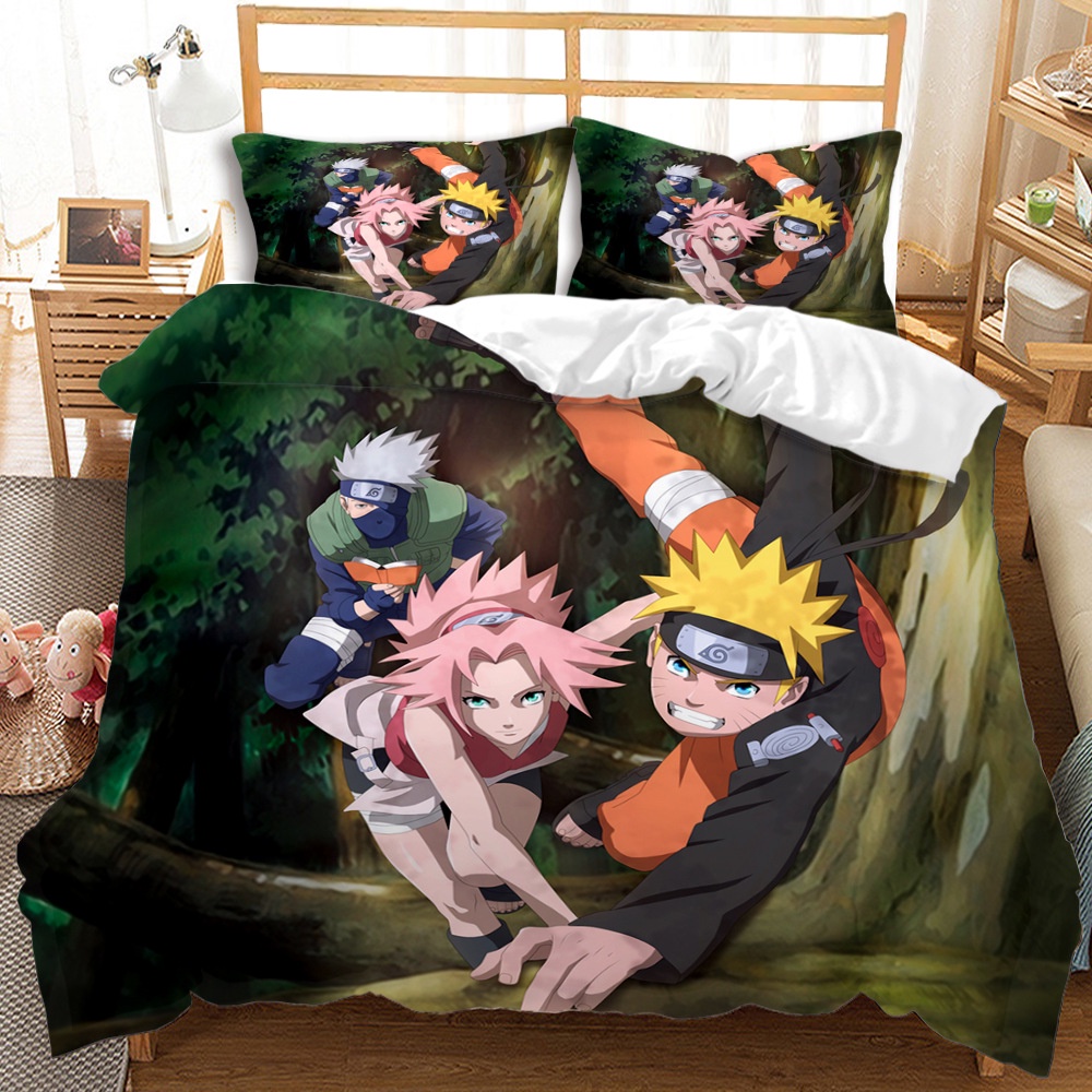 Bộ Chăn Ga Và Vỏ Gối 2 Trong 1 In Hình Naruto 2 Trong 1