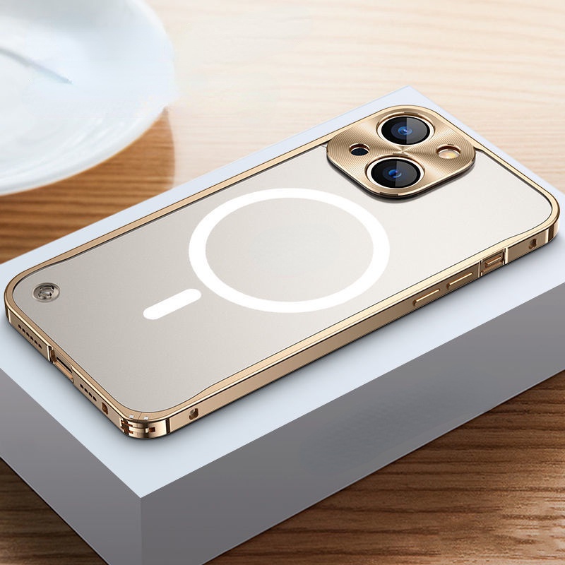 Ốp Điện Thoại Cứng Viền Kim Loại Nhôm Mặt Nhám Trong Suốt Cho IPhone 13 Pro Max 12 Pro Max 13 Pro 12 Pro