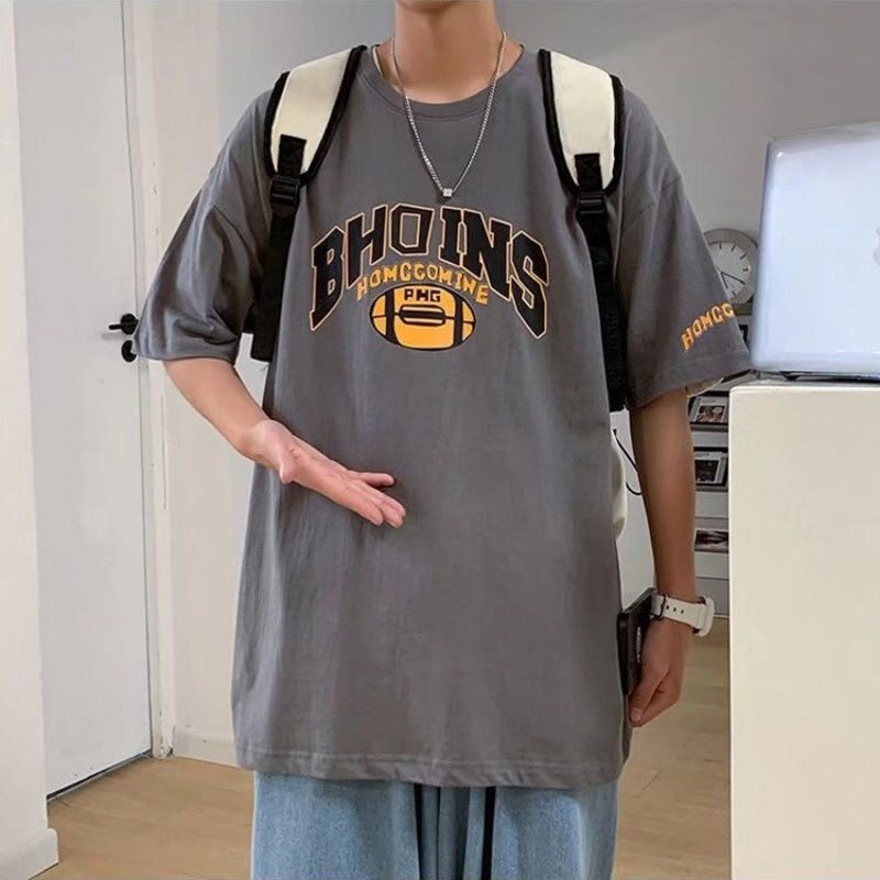 Áo thun Aokang tay lửng dáng rộng in hình phong cách hip hop đường phố Mỹ cho nam tùy chọn màu sắc