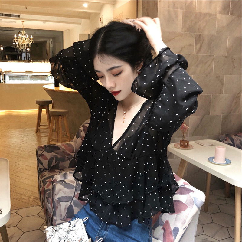 Áo sơ mi voan dài tay thiết kế xinh xắn cho nữ