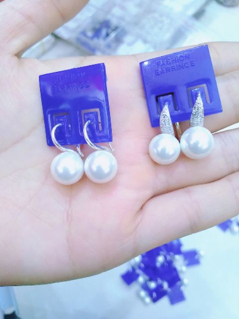 Bông tai ngọc nhân tạo chốt bạc ta(nhiều size)_Van jw