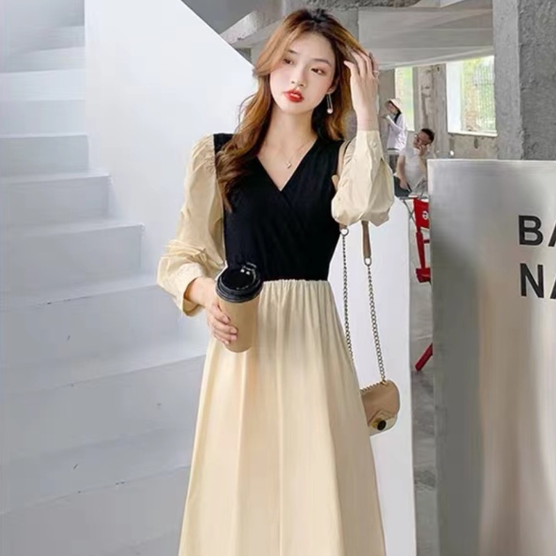 Đầm dáng ôm màu trơn thanh lịch dễ thương thời trang mùa thu phong cách Hàn Quốc cho bạn nữ