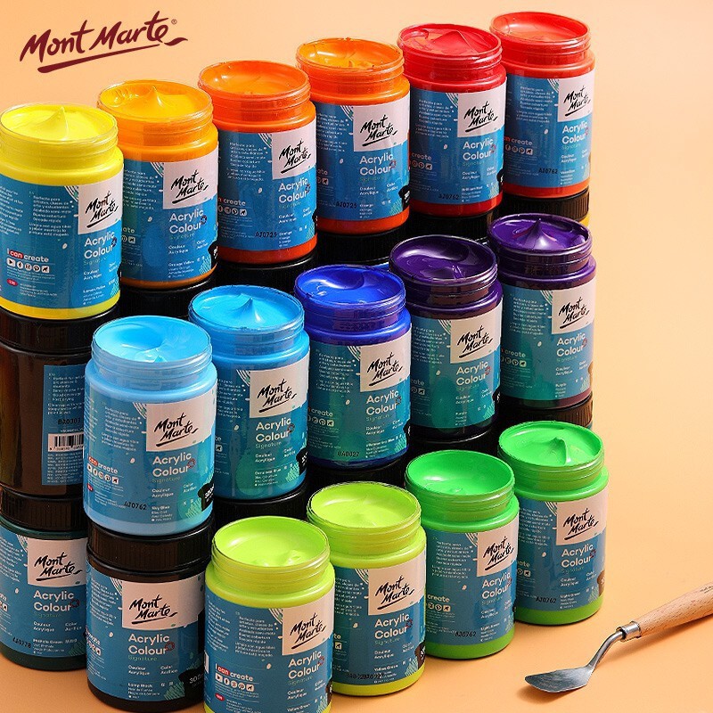 Màu acrylic Mont Marte 300ml, màu nước của Úc, màu vẽ trên nhiều chất liệu giấy vẽ màu nước, cọ vẽ