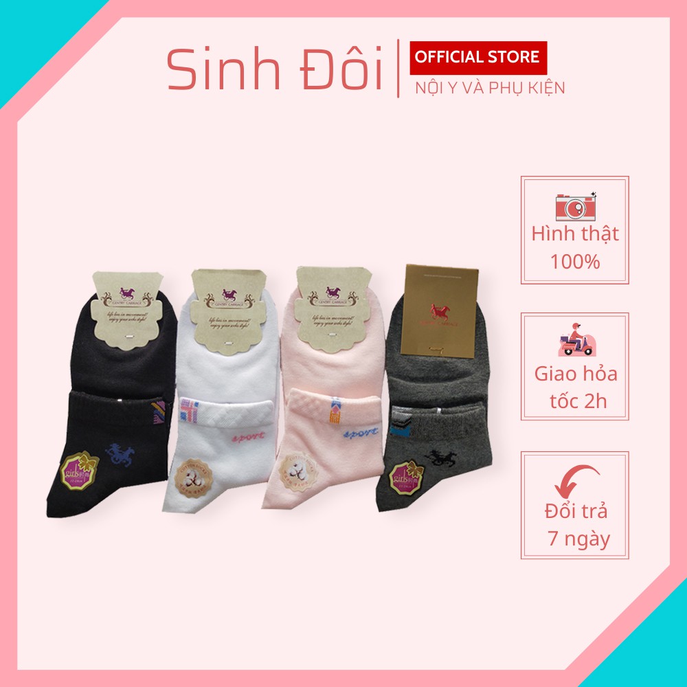 Vớ/tất nữ cổ cao trơn cao cấp Gentry Carriage chất cotton siêu co giãn thấm hút mồ hôi chống hôi chân thoáng khí