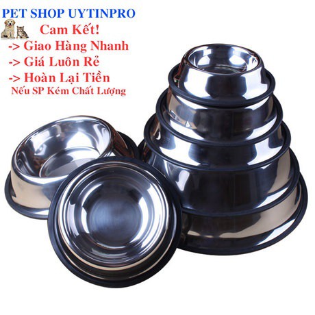 TÔ INOX ĐỰNG THỨC ĂN CHO THÚ CƯNG CHÓ MÈO Không in hình - Pet shop Uytinpro