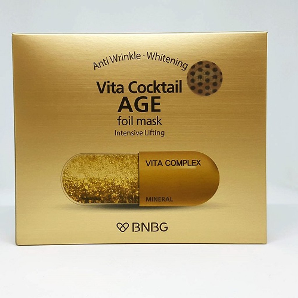 [ 10 miếng ] Mặt nạ thiếc chống lão hóa , nâng cơ mặt BNBG Vita Cocktail Age Foil Mask 30ml