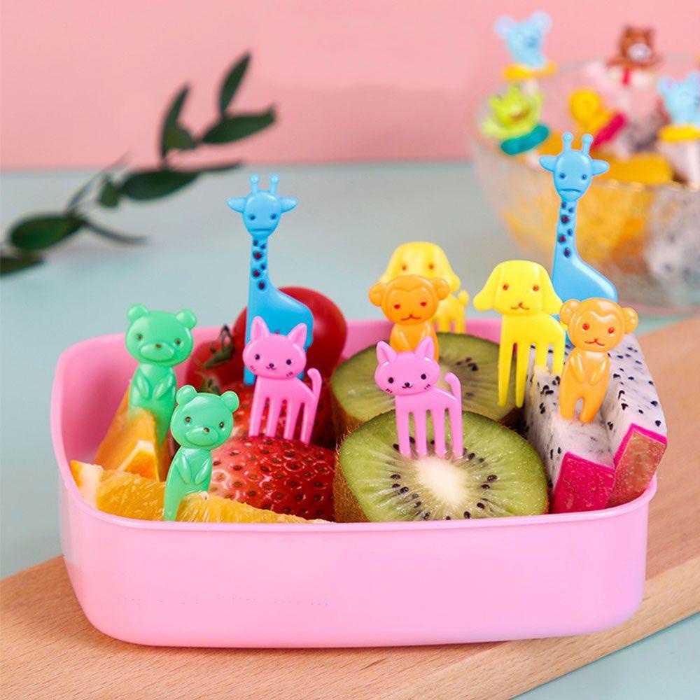 Set 10 / 30 Nĩa Ăn Trái Cây / Rau Củ Họa Tiết Hoạt Hình Dễ Thương Có Thể Tái Sử Dụng Cho Bé