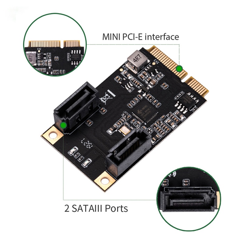 Iocrest Mini Pcie To 2 Cổng Sata3 Card Sata Iii Full Height Mini Pcie 3.0 Gen3 Tốc Độ Cao Io-Mpe40150