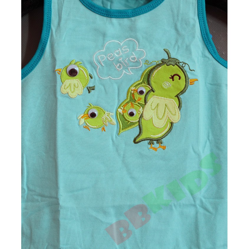 Bộ thun mùa hè thêu Chim sâu cho bé trai và gái