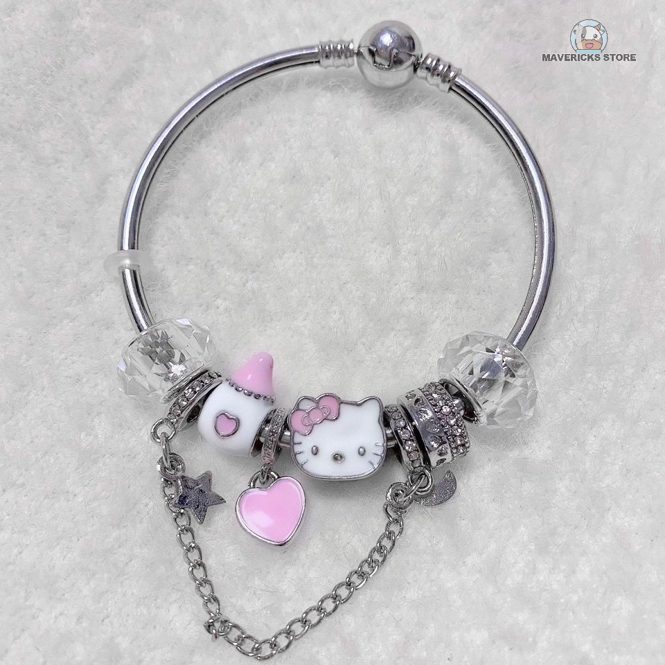 Vòng tay chuỗi hạt mặt hình Hello kitty dễ thương