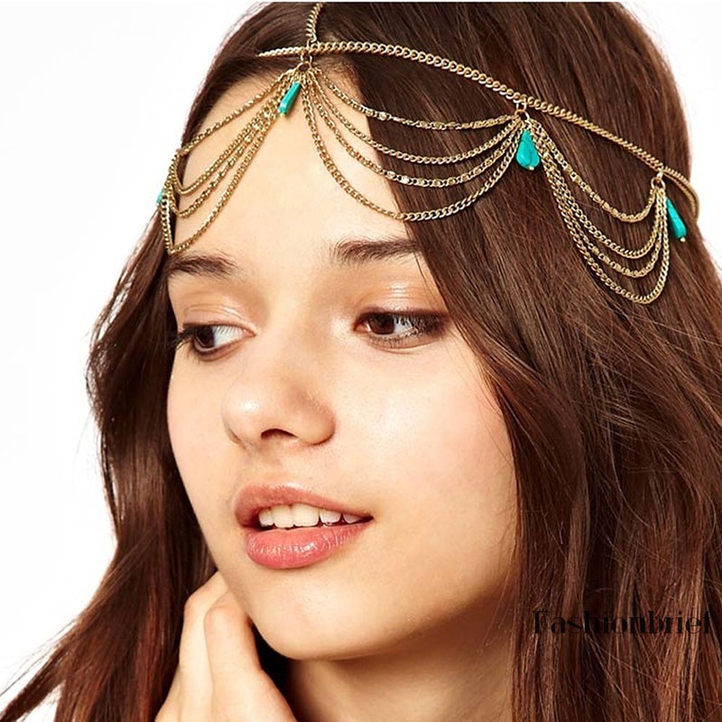 Vòng đeo đầu kim loại kallatie thiết kế tua rua phong cách Bohemian độc đáo