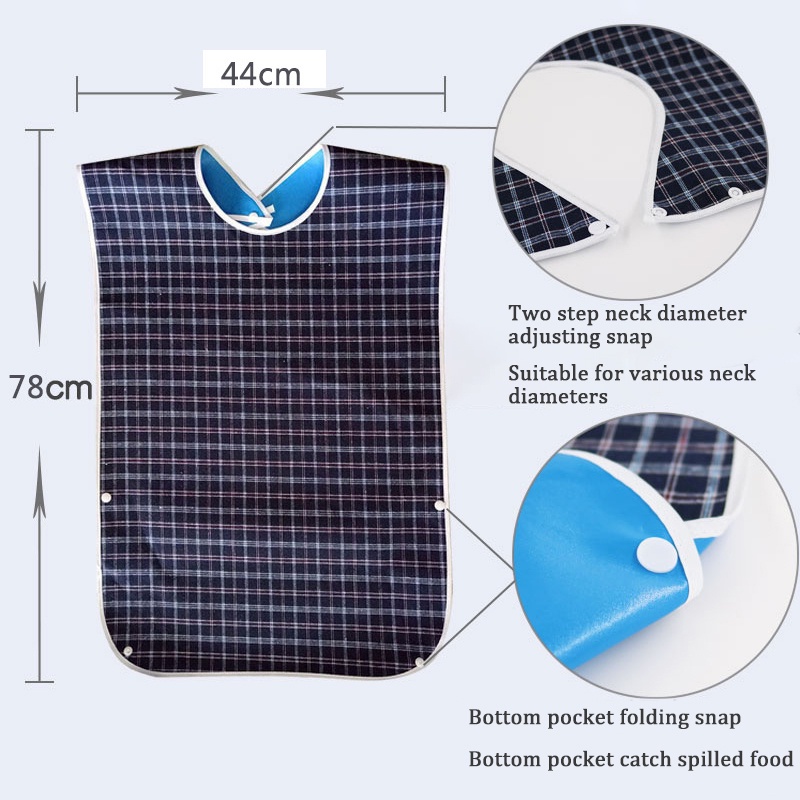 Yếm Ăn Vải cotton Hai Mặt Chống Thấm Nước Dành Cho Người Lớn Tuổi