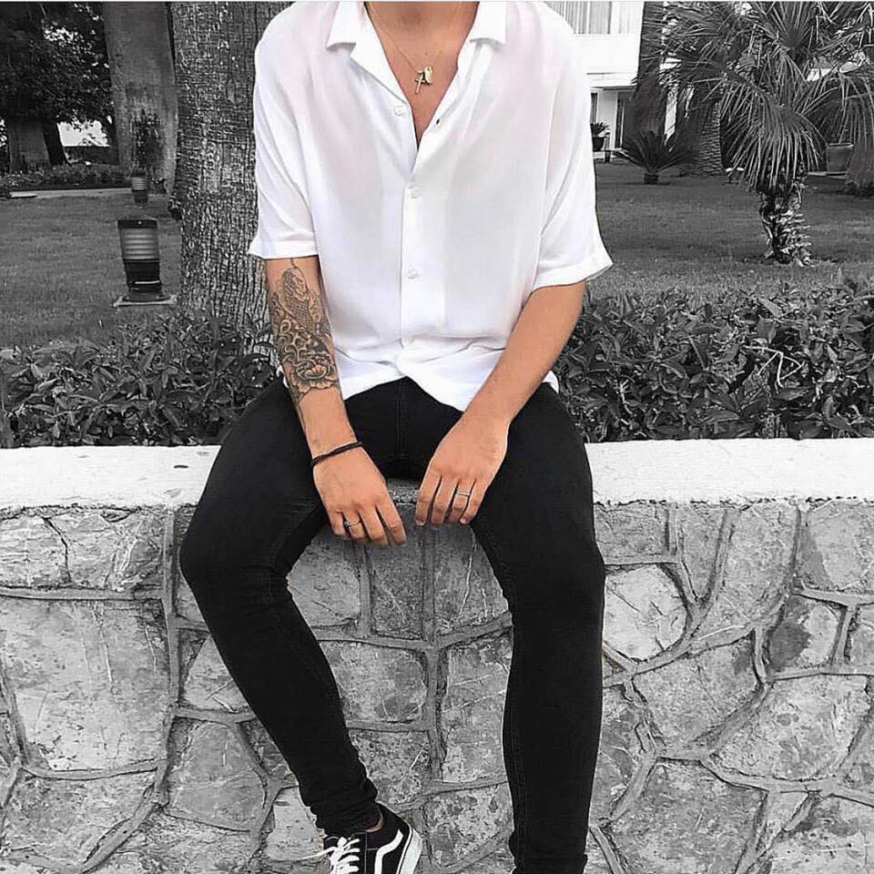 Áo sơ mi trơn tay ngắn cổ vest unisex form rộng vải lụa mềm mịn | HD2000 | BigBuy360 - bigbuy360.vn