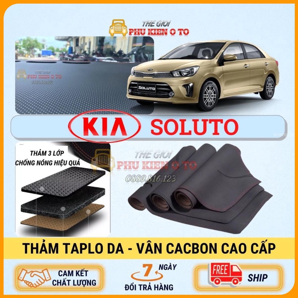 Thảm taplo Kia SOLUTO 2019 - 2021 da Cacbon cao cấp, chống nóng ô tô hiệu quả