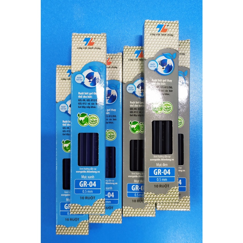 ( 1 Hộp 10 Ruột ) Ruột Bút Gel Bút Nước Ngòi 0.5mm GR04 Thiên Long Camshop