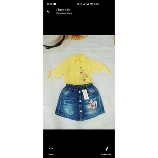 Combo quần váy jean bé gái