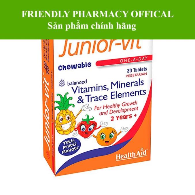 Healthaid Junior-vit – Bổ sung vitamin khoáng chất giúp tăng sức đề kháng, phát triển chiều cao cho bé (lọ 30 viên)