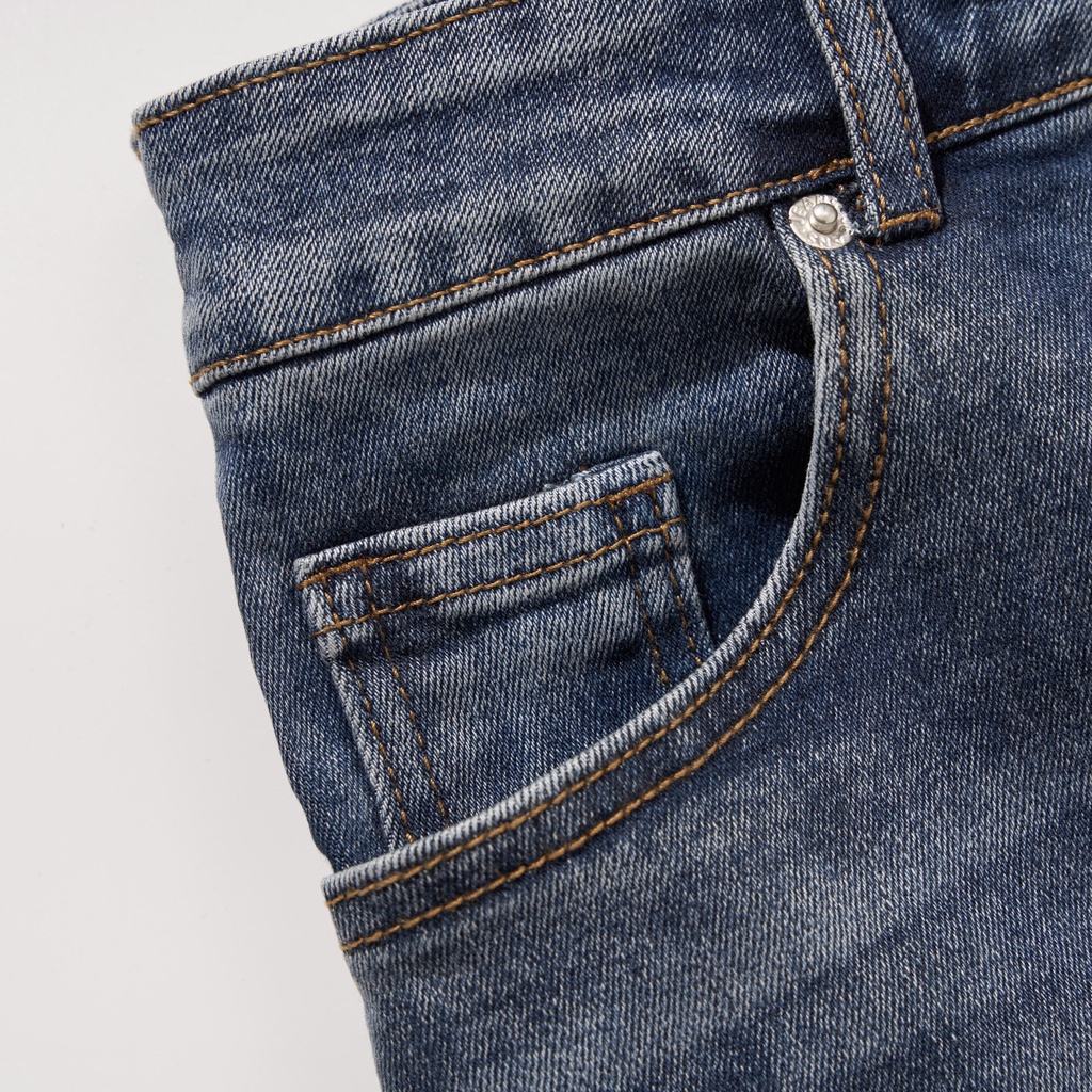 Quần Jean Nam Xanh Cào ATINO Chất Liệu Jean Pha Spandex Form Slim-Fit QJ1.1021