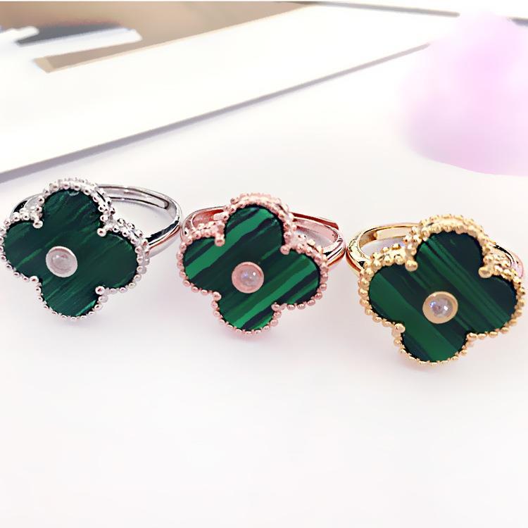 Nhẫn thiết kế mặt hình cỏ ba lá đính đá nhân tạo thời trang cho nữ