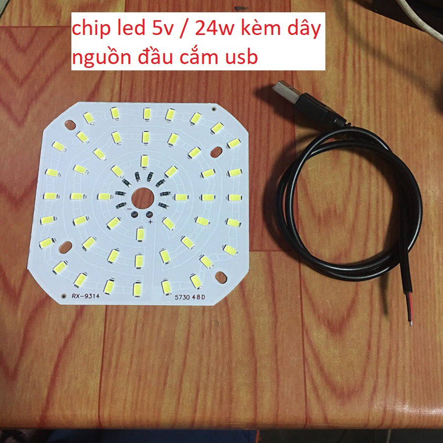 Chip LED 3.7V~5V USB, 24W 5730 Sáng trắng, Tặng dây nguồn USB