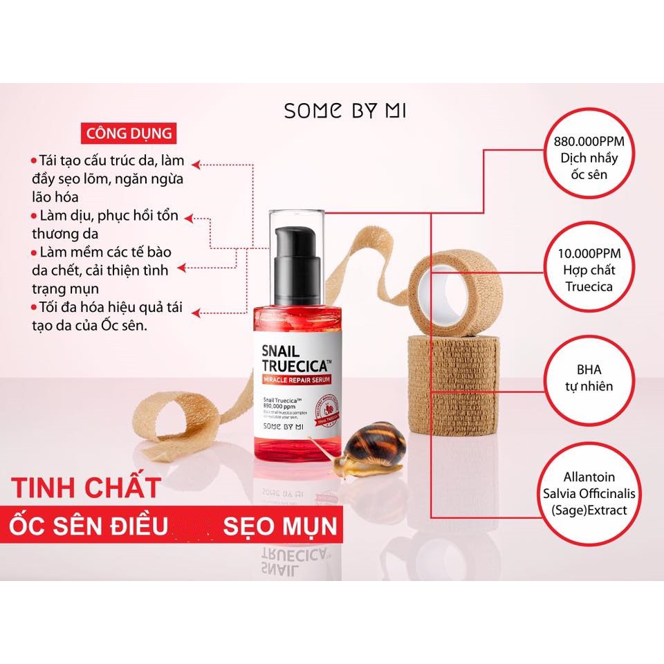 Tinh Chất Ốc Sên Phục Hồi Cải Thiện Some By Mi Snail Truecica Miracle Repair Serum 50ml