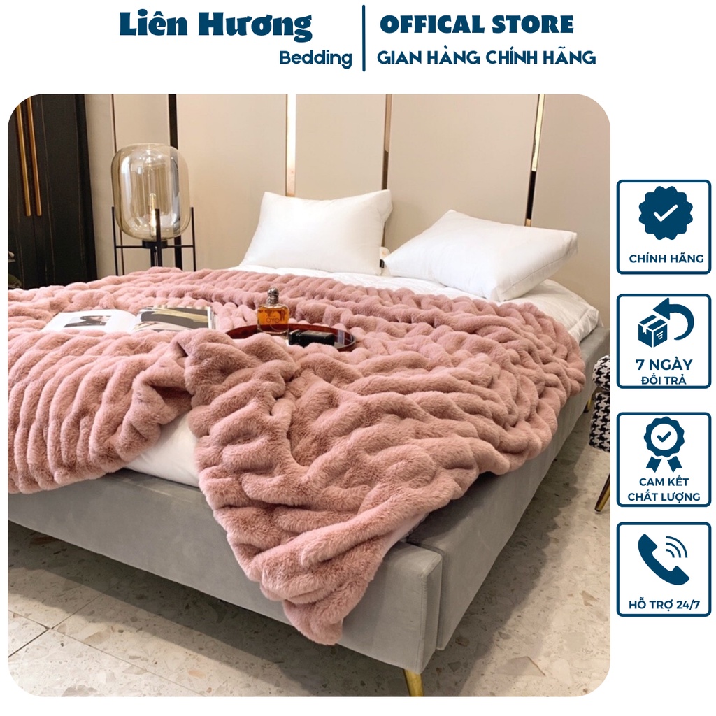 Chăn lông hồ ly nhập khẩu cao cấp sang trọng, chất liệu lông hồ ly dày dặn mềm mịn giữ ấm cực kỳ tốt