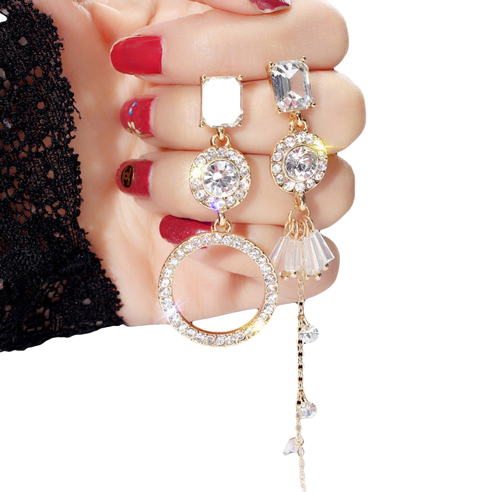 Đôi khuyên tai hình tròn đính đá thời trang cho nữ