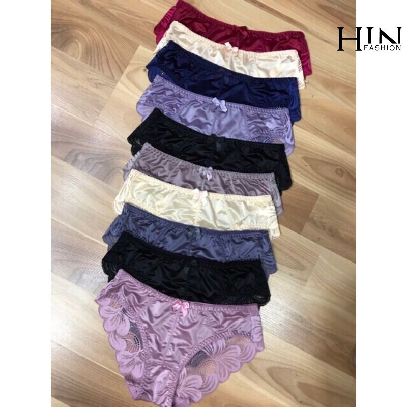 Bộ 5 chiếc quần lót nữ phi lụa phối ren (40-57kg) [N14-5]