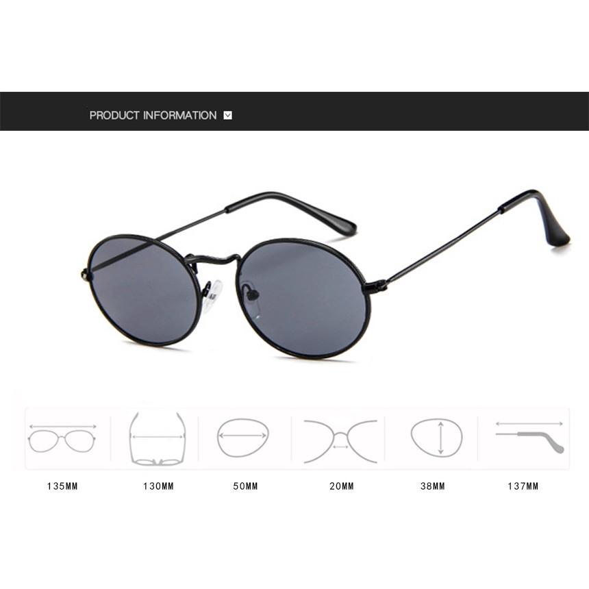 Kính mát Samjune gọng bầu dục bằng thép không gỉ phong cách retro