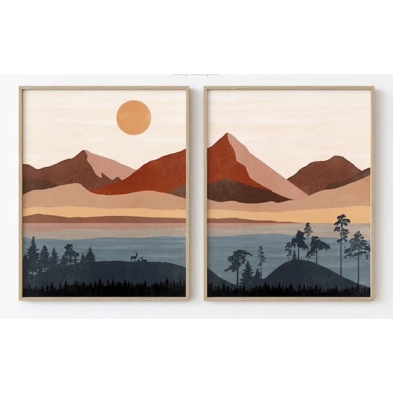 Tranh treo tường phòng khách , phòng ngủ .Set bộ tranh decor treo tường. Tranh mặt trời-mặt trăng.Trang trí cực đẹp