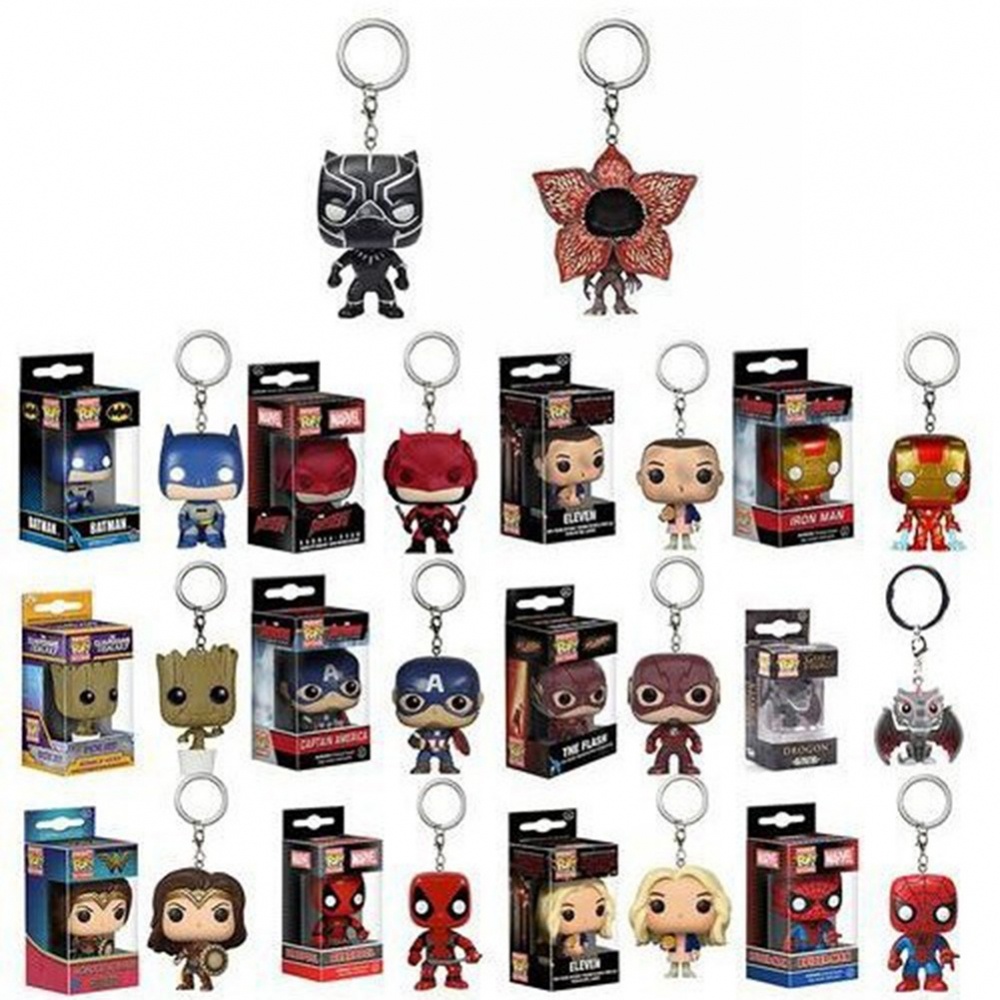 Funko Pop Avengers Keychain IronMan Groot Batman SpiderMan DeadPool Keyring High Quality HOT SALE