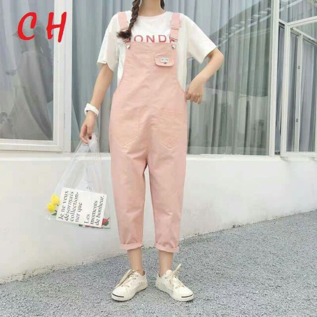 [RẺ VÔ ĐỊCH]Yếm quần kaki nắp túi ngực logo có ảnh thật💋Chất kaki freesize 50kg💋k kèm áo trong💋phong cách hàn quốc | BigBuy360 - bigbuy360.vn