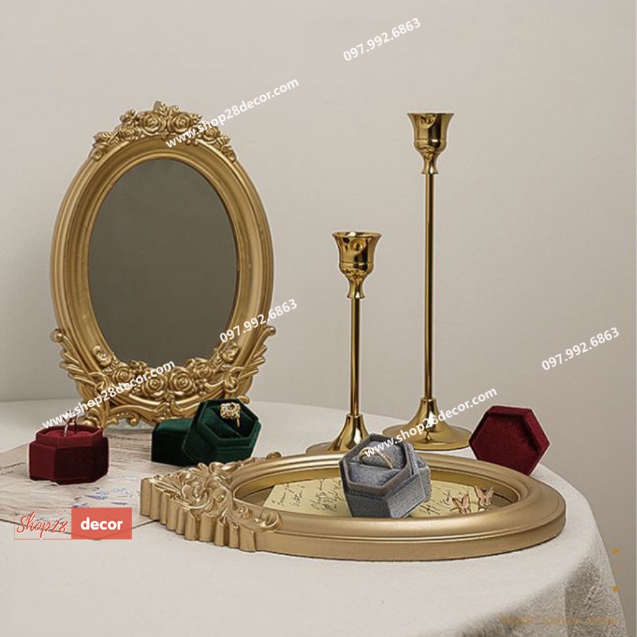 Khay gương Ovan trang trí chụp ảnh - Shop28Decor.com