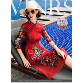 ÁO DÀI LỤA CÁCH TÂN HOẠ TIẾT CAO CẤP