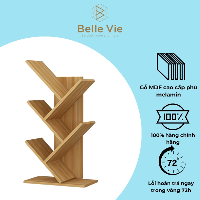 Kệ Để Sách Đa Năng BELLEVIE Hình Xương Cá 5 Tầng Gỗ MDF Lắp Ghép Tiện Lợi