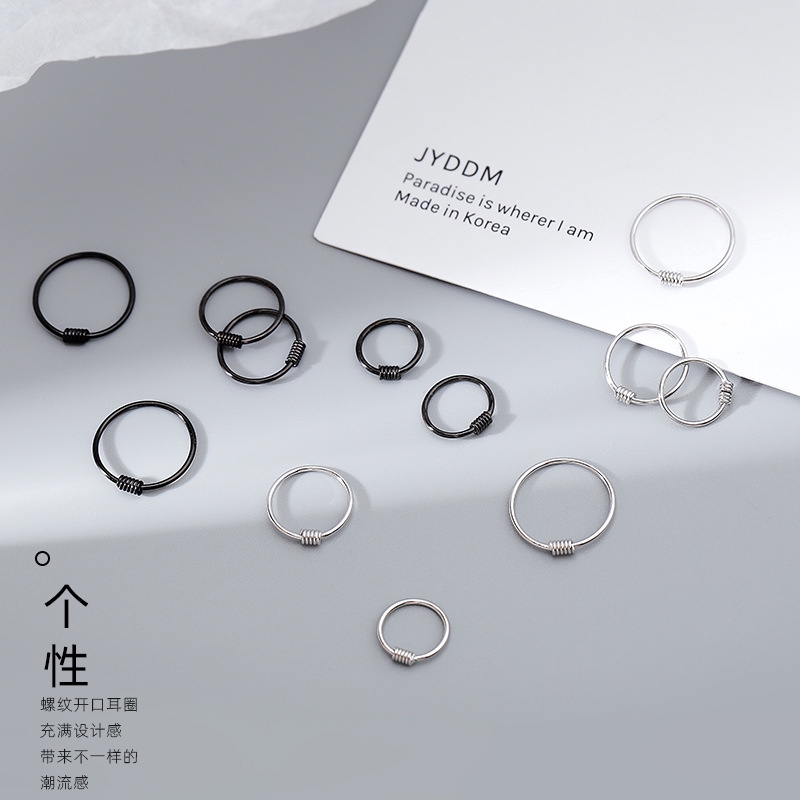 Bông Tai Mạ Bạc 925 Hình Tròn Đơn Giản Cho Nam Nữ