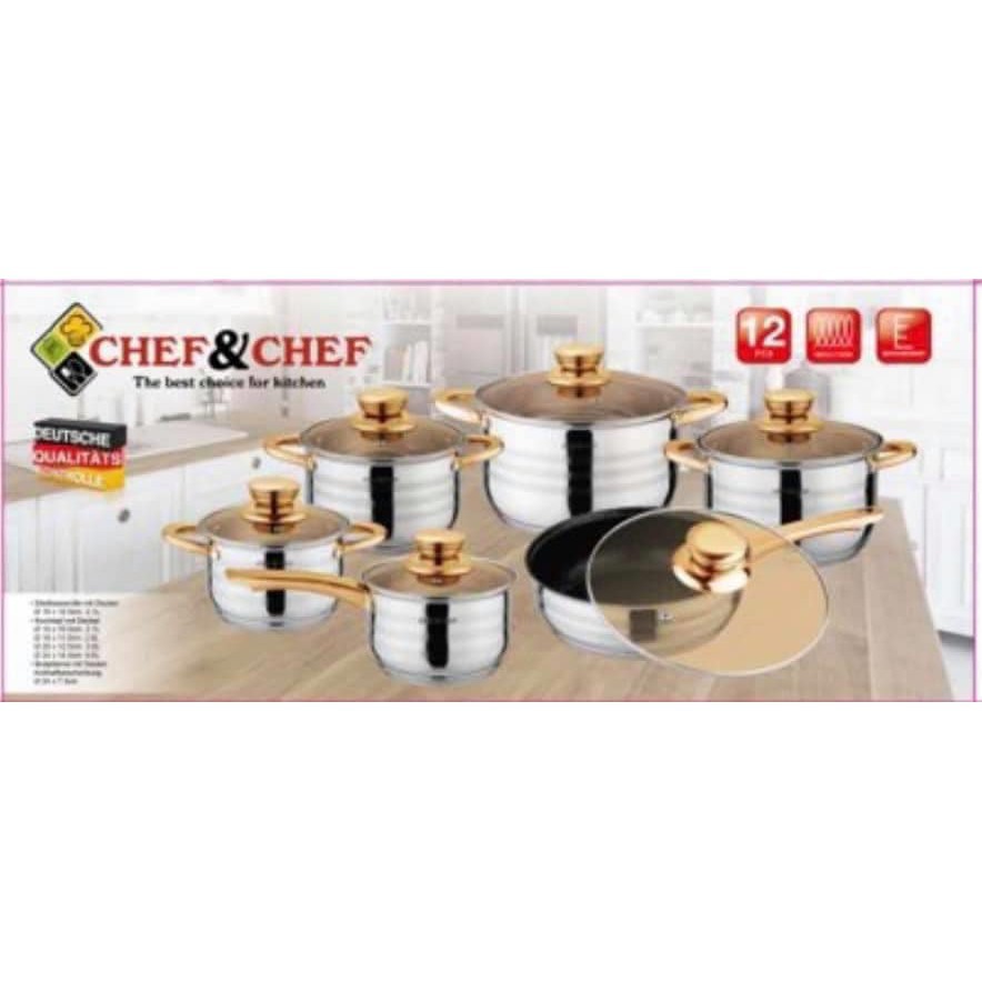 BỘ NỒI KÈM CHẢO 6 MÓN VUNG KÍNH CHEF &amp; CHEF CAO CẤP