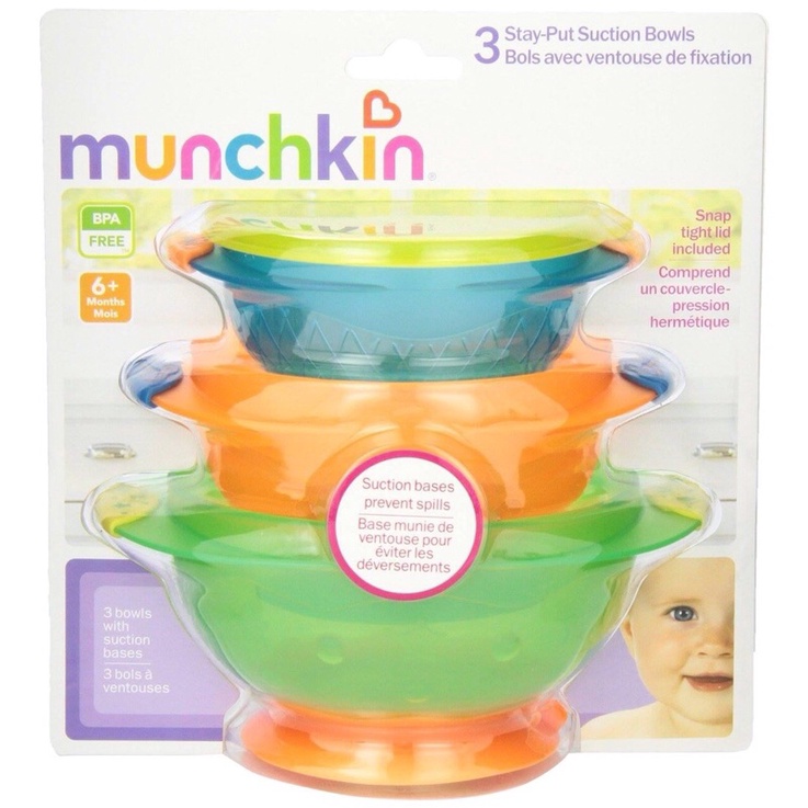 Bát chống đổ chống lật có tay cầm nhựa cho bé tập ăn dặm