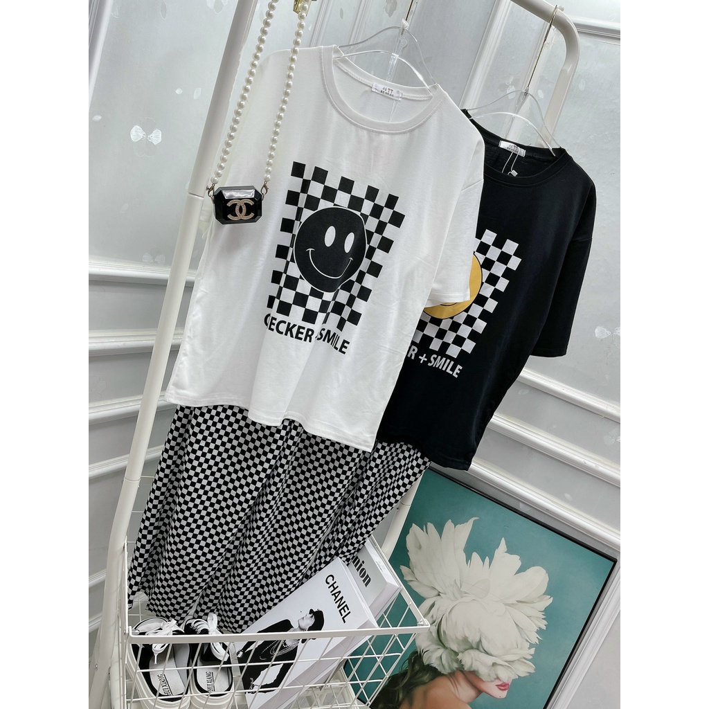 Set phông kẻ caro hình mặt cười - Hàng có sẵn - Xưởng may Lộc Vân - V27