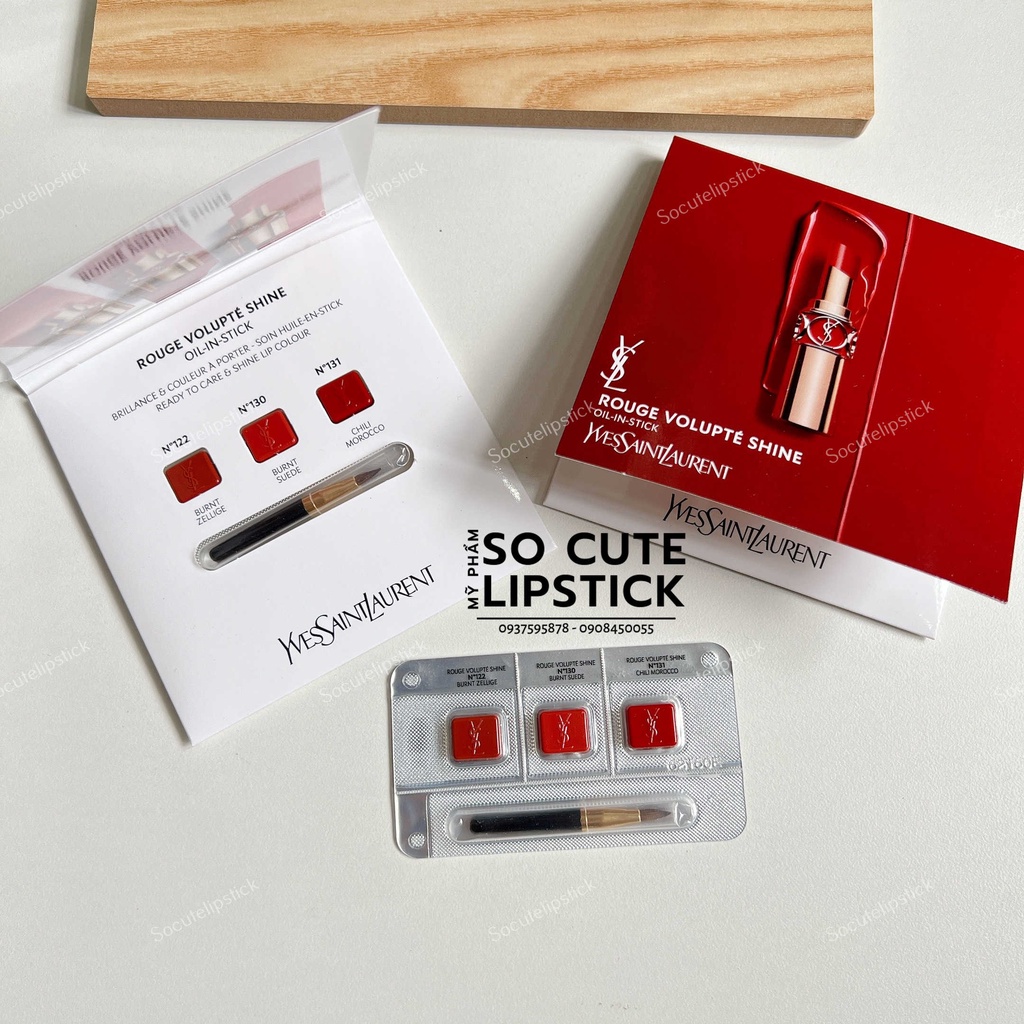 Vỉ Sample Son YSL Rouge Volupte Shine 122-130-131
