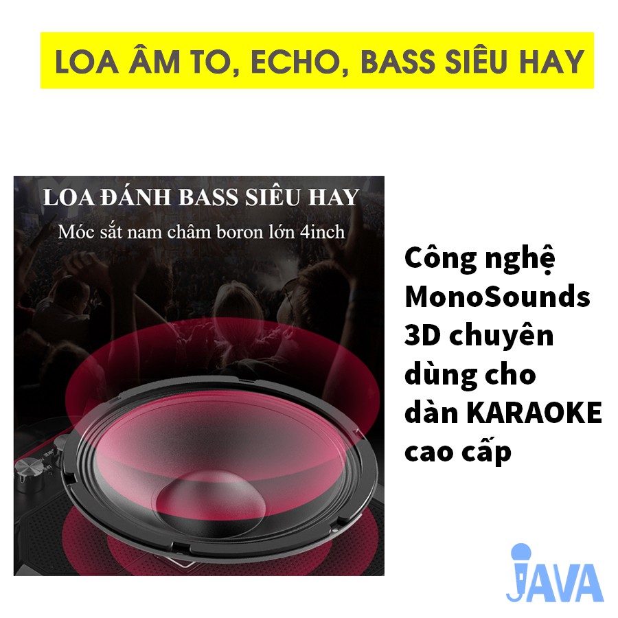 [ TẶNG 1 HOẶC 2 MICRO] Loa Kẹo Kéo Karaoke Bluetooth Mini - Loabluetooth- JAVA63bt