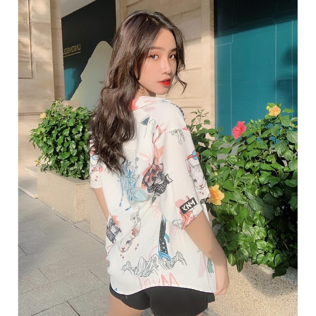 Áo sơ mi kiểu MENDE CRAYON SHIRT cổ VEST tay ngắn form rộng