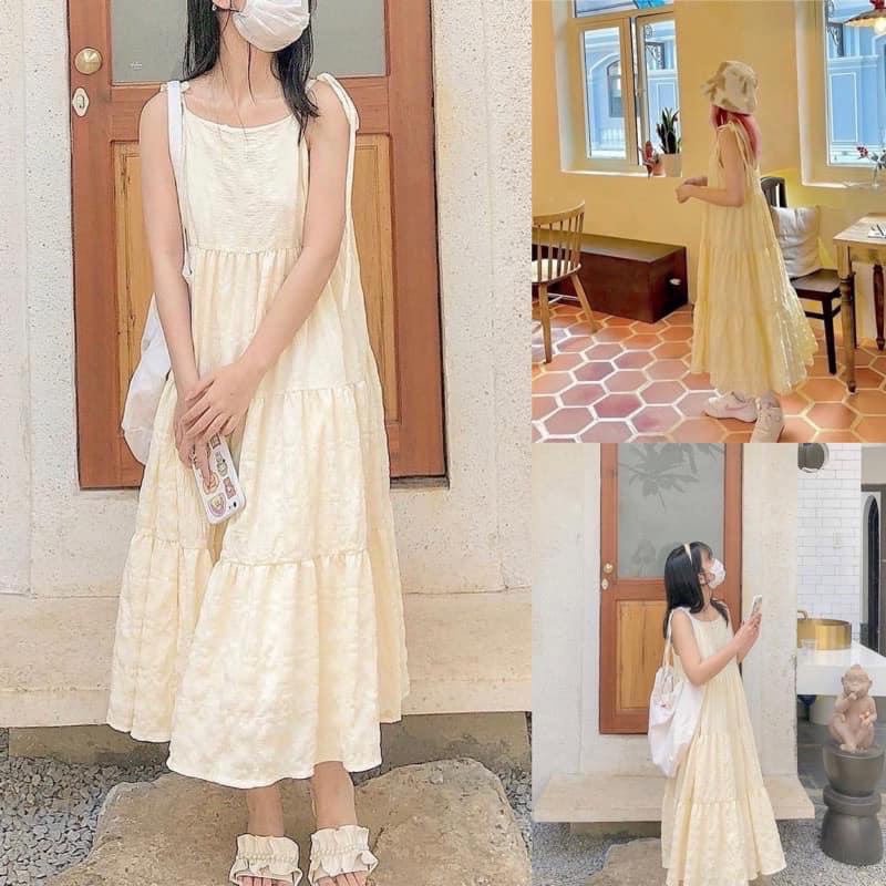 [Sẵn/video] Váy hai dây ĐŨI XỐP hai lớp điều chỉnh được quai - Váy hai dây maxi đi biển xinh xắn