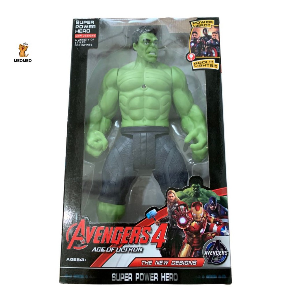 Đồ Chơi Mô Hình Siêu Anh Hùng HULK - Người Khổng Lồ Xanh,Cao 27cm , Đèn LED Lấp Lánh, Hình Dáng Đẹp Mắt - MEOMEOSHOP2021