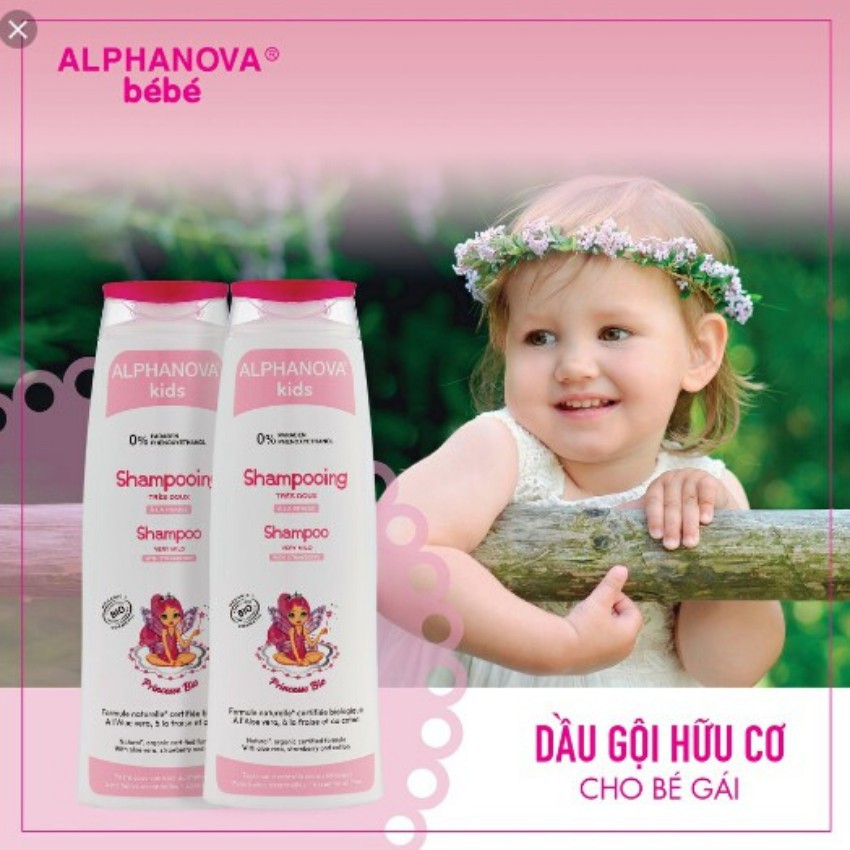 Dầu gội hữu cơ cho bé gái Alphanova Princesse 250ml