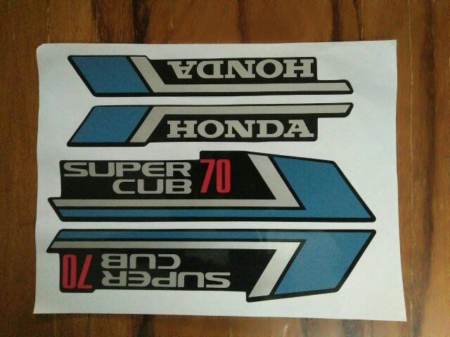 Bộ tem honda super cub 70 màu xanh dương