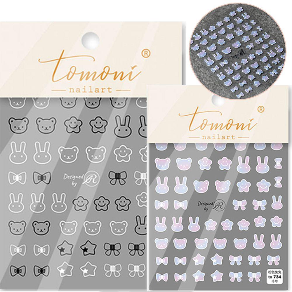 MOCHO Miếng Dán Trang Trí Móng Tay 5D DIY Hình Thỏ Xinh Xắn