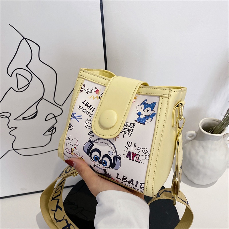 IELGY Túi Đeo Vai Dáng Xô Dây Bản Rộng Thời Trang Cho Nữ