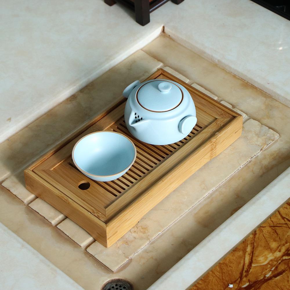 [huite]Tasteful Bamboo Chinese Gongfu Tea Table Serving Tray Box Reservoir &amp; Drainage Type for Teahouse Home Office